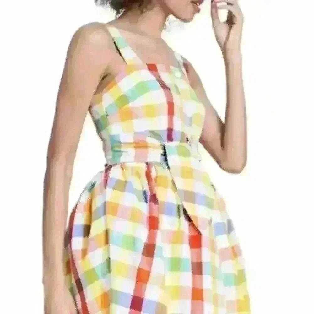 Christopher John Rogers x Target Plaid Wide Strap Tie Waist Dress Size 0 NWT